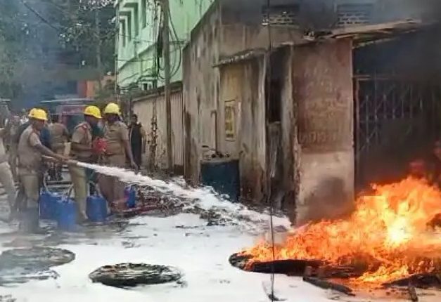 Massive fire breaks out near Sub Registrar office in Cuttack