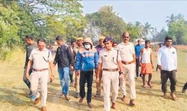Accused of murder in Odisha reenacts the crime scene in the village.